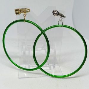 2.5" Gold or Silver Clips Emeral Sparkling Fashionable Hoops